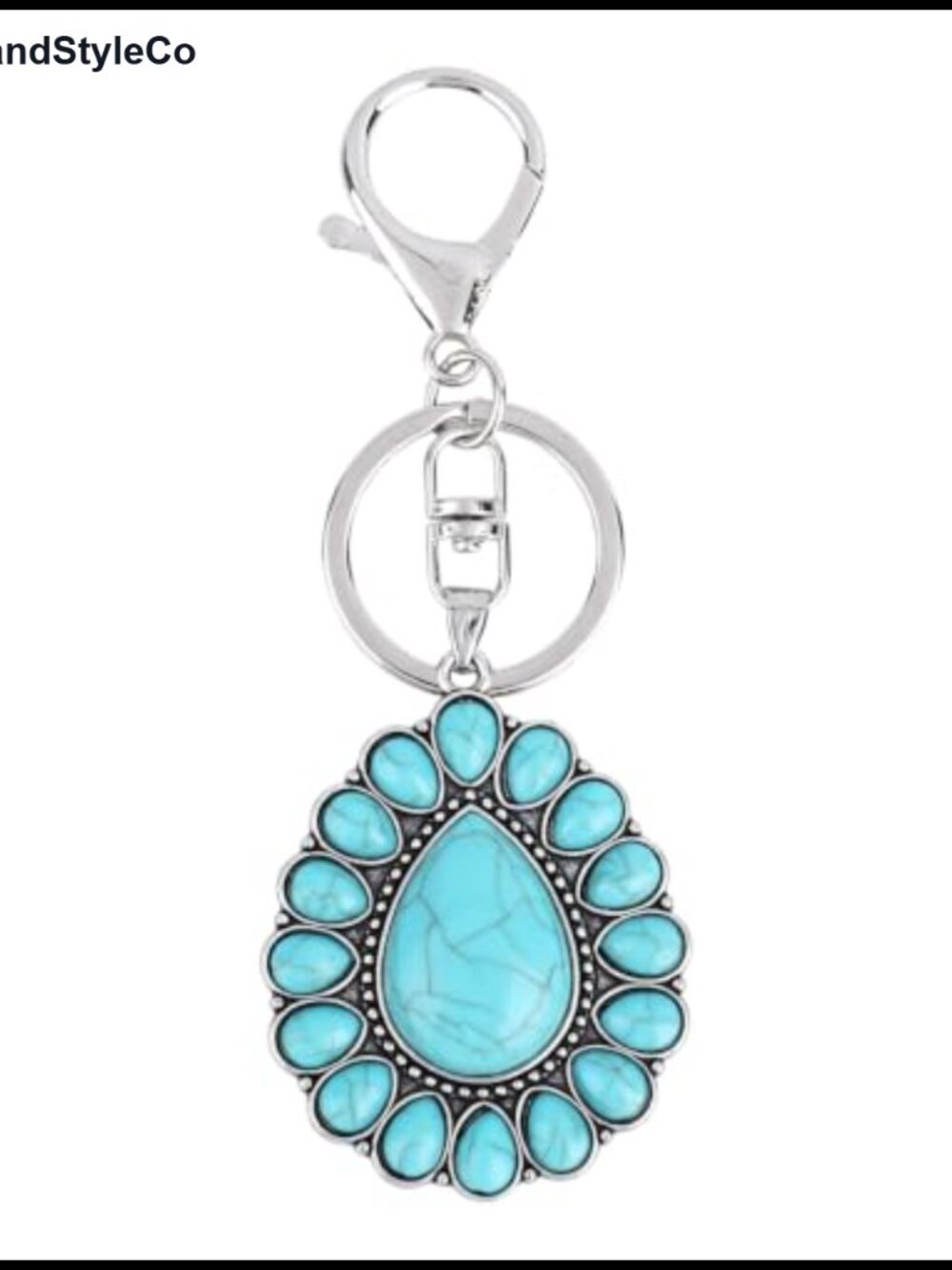 Western Turquoise Keychain Bag Charm Zinc Alloy Acrylic Purse Accessory